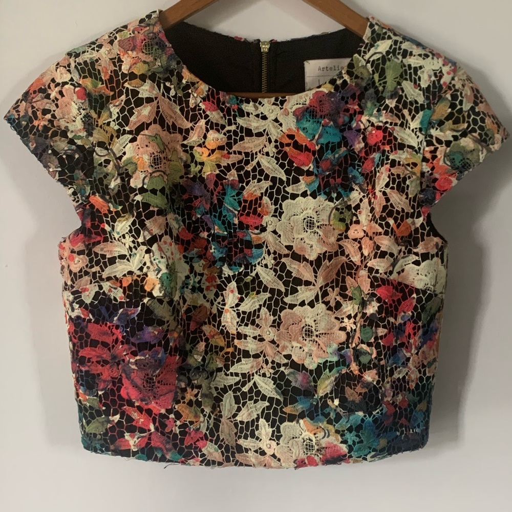 Nicole Miller Artelier Lace Overlay Top